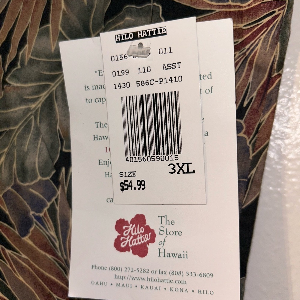 NWT Hilo Hattie Men’s Hawaiian Leaf Print Shirt - Picture 3 of 5